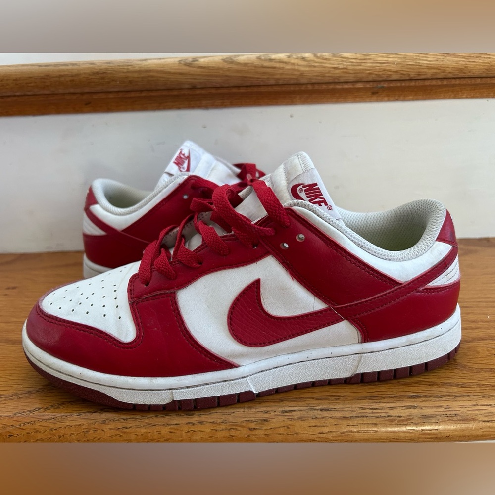 Nike Kids Red and White Dunk Low Sneakers